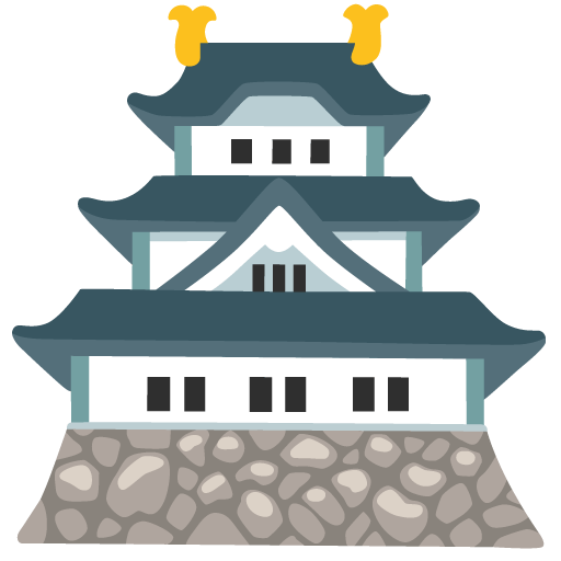 Google design of the Japanese castle emoji verson:Noto Color Emoji 15.0
