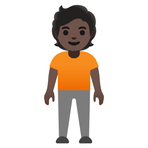 Google design of the person standing: dark skin tone emoji verson:Noto Color Emoji 15.0