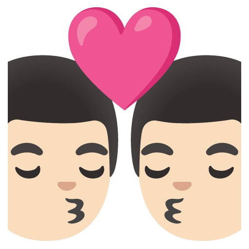 Google design of the kiss: man man light skin tone emoji verson:Noto Color Emoji 15.0