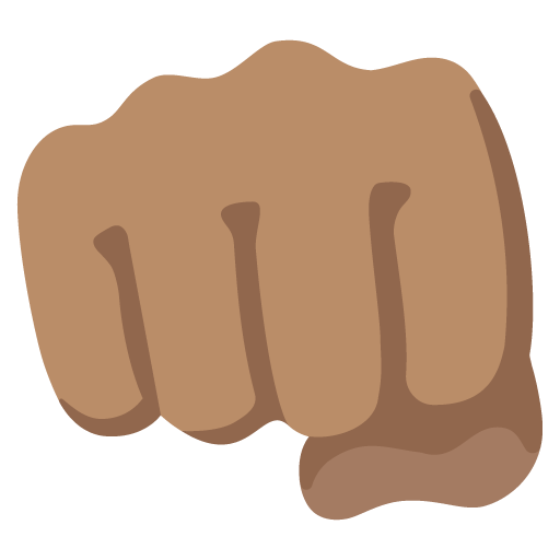 Google design of the oncoming fist: medium skin tone emoji verson:Noto Color Emoji 15.0