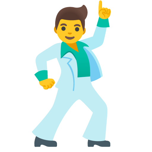 Google design of the man dancing emoji verson:Noto Color Emoji 15.0