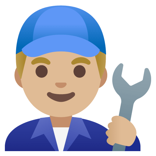 Google design of the man mechanic: medium-light skin tone emoji verson:Noto Color Emoji 15.0