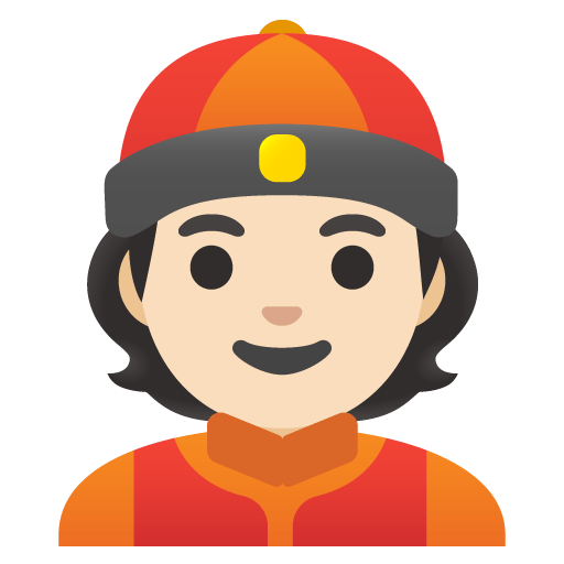 Google design of the person with skullcap: light skin tone emoji verson:Noto Color Emoji 15.0