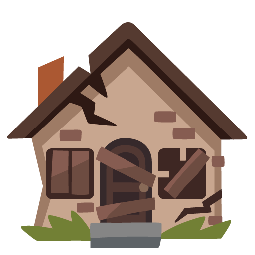 Google design of the derelict house emoji verson:Noto Color Emoji 15.0