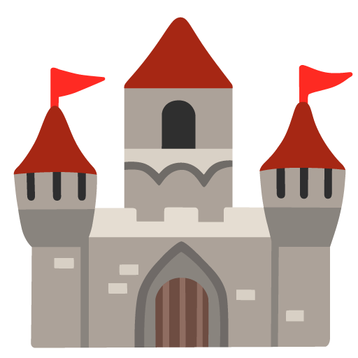 Google design of the castle emoji verson:Noto Color Emoji 15.0
