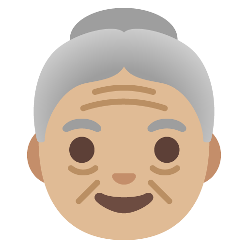 Google design of the old woman: medium-light skin tone emoji verson:Noto Color Emoji 15.0