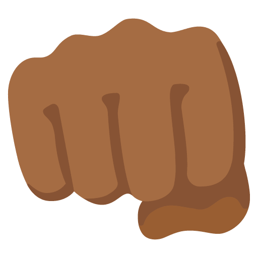 Google design of the oncoming fist: medium-dark skin tone emoji verson:Noto Color Emoji 15.0