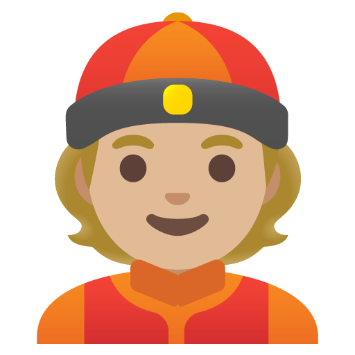 Google design of the person with skullcap: medium-light skin tone emoji verson:Noto Color Emoji 15.0