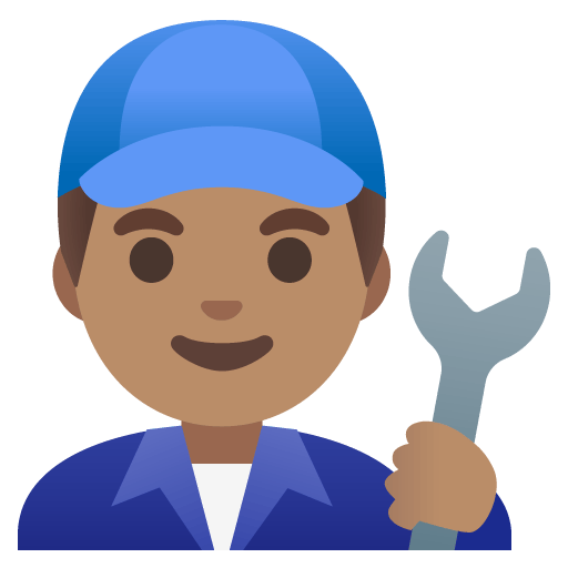 Google design of the man mechanic: medium skin tone emoji verson:Noto Color Emoji 15.0