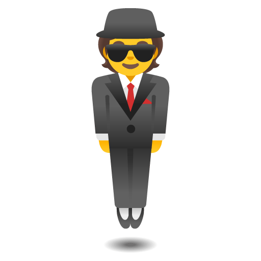Google design of the person in suit levitating emoji verson:Noto Color Emoji 15.0