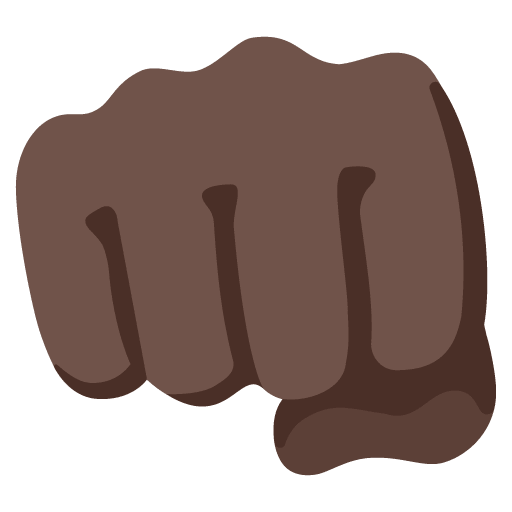 Google design of the oncoming fist: dark skin tone emoji verson:Noto Color Emoji 15.0