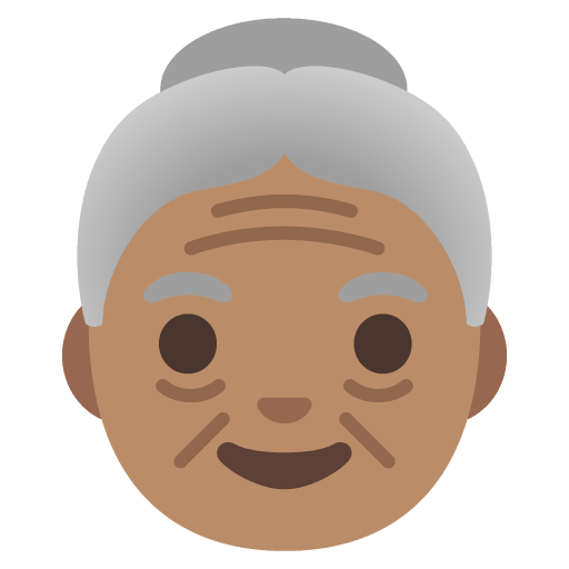 Google design of the old woman: medium skin tone emoji verson:Noto Color Emoji 15.0