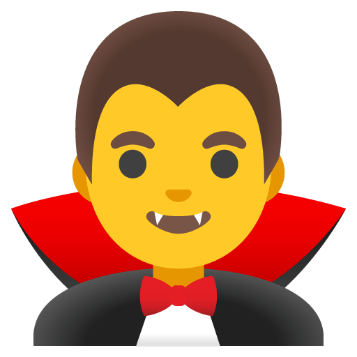 Google design of the man vampire emoji verson:Noto Color Emoji 15.0