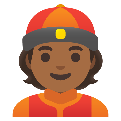 Google design of the person with skullcap: medium-dark skin tone emoji verson:Noto Color Emoji 15.0