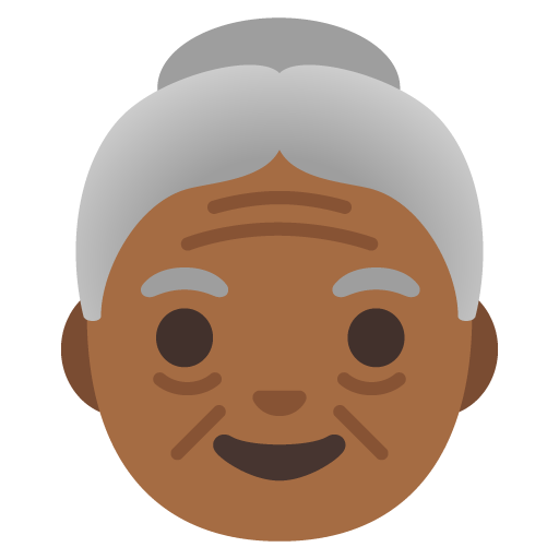 Google design of the old woman: medium-dark skin tone emoji verson:Noto Color Emoji 15.0