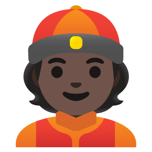 Google design of the person with skullcap: dark skin tone emoji verson:Noto Color Emoji 15.0
