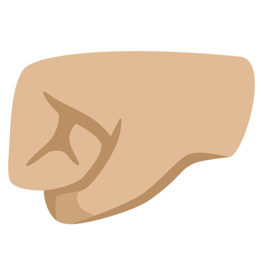Google design of the left-facing fist: medium-light skin tone emoji verson:Noto Color Emoji 15.0