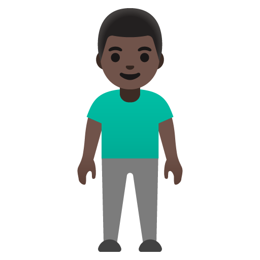 Google design of the man standing: dark skin tone emoji verson:Noto Color Emoji 15.0