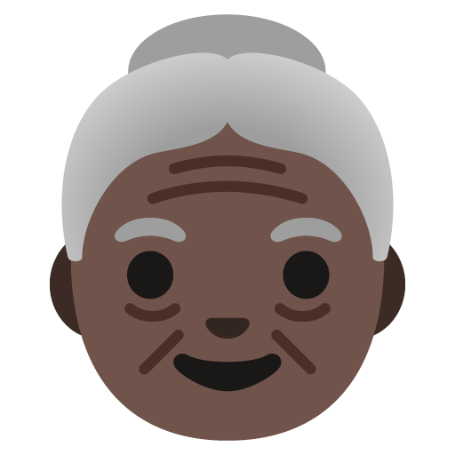 Google design of the old woman: dark skin tone emoji verson:Noto Color Emoji 15.0
