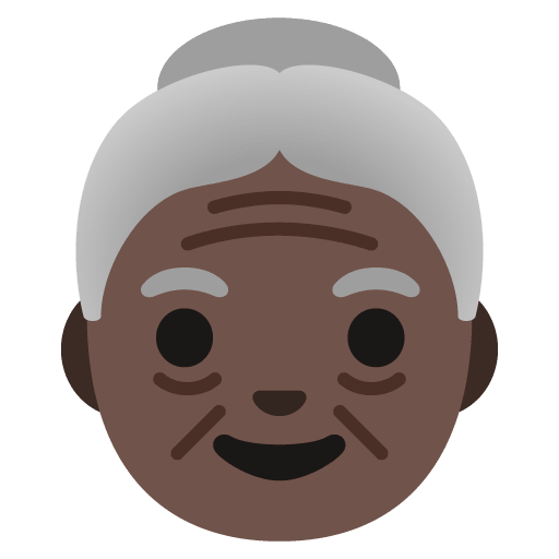 Google design of the old woman: dark skin tone emoji verson:Noto Color Emoji 15.0