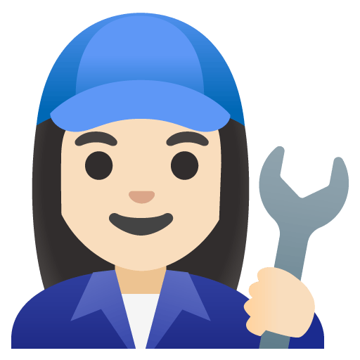 Google design of the woman mechanic: light skin tone emoji verson:Noto Color Emoji 15.0