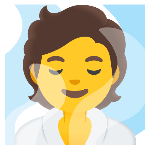 Google design of the person in steamy room emoji verson:Noto Color Emoji 15.0
