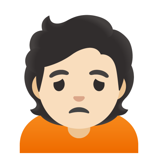 Google design of the person frowning: light skin tone emoji verson:Noto Color Emoji 15.0