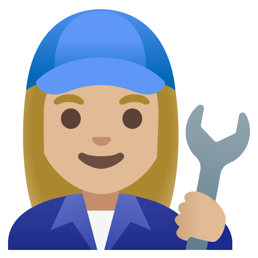 Google design of the woman mechanic: medium-light skin tone emoji verson:Noto Color Emoji 15.0