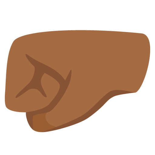 Google design of the left-facing fist: medium-dark skin tone emoji verson:Noto Color Emoji 15.0