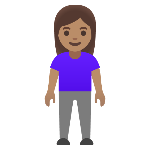 Google design of the woman standing: medium skin tone emoji verson:Noto Color Emoji 15.0