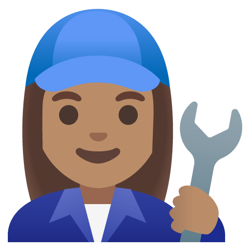 Google design of the woman mechanic: medium skin tone emoji verson:Noto Color Emoji 15.0