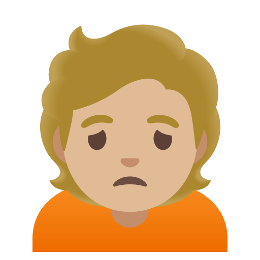 Google design of the person frowning: medium-light skin tone emoji verson:Noto Color Emoji 15.0
