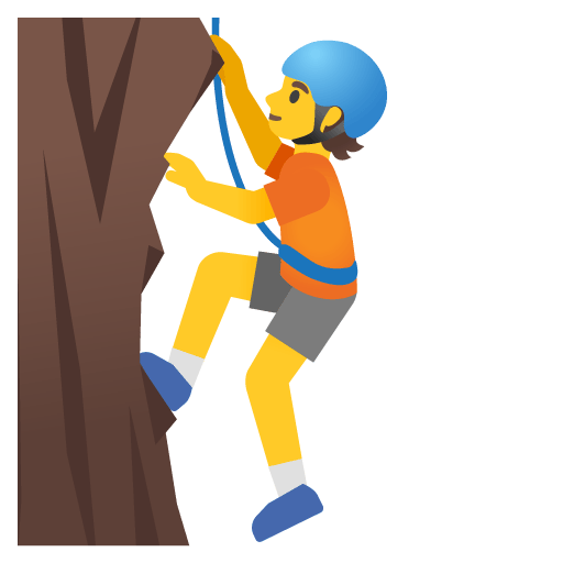Google design of the person climbing emoji verson:Noto Color Emoji 15.0