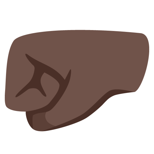 Google design of the left-facing fist: dark skin tone emoji verson:Noto Color Emoji 15.0