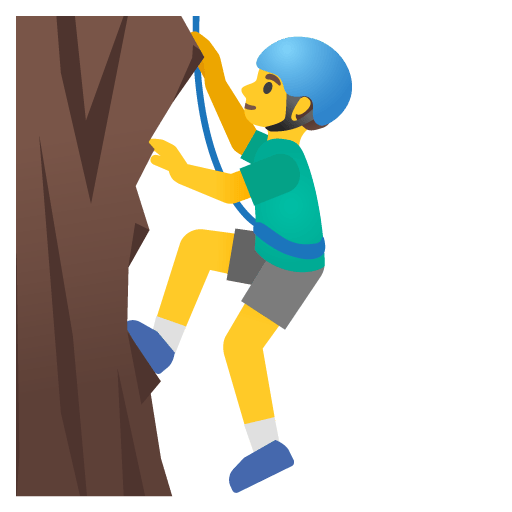 Google design of the man climbing emoji verson:Noto Color Emoji 15.0