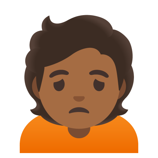 Google design of the person frowning: medium-dark skin tone emoji verson:Noto Color Emoji 15.0