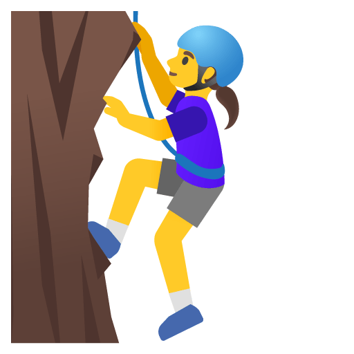 Google design of the woman climbing emoji verson:Noto Color Emoji 15.0