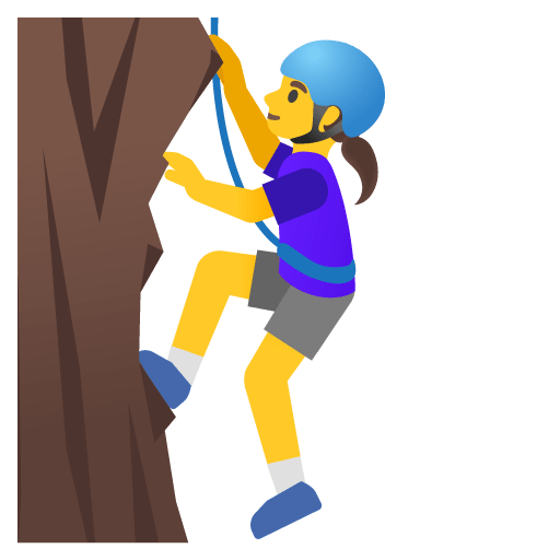 Google design of the woman climbing emoji verson:Noto Color Emoji 15.0