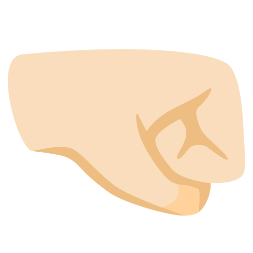 Google design of the right-facing fist: light skin tone emoji verson:Noto Color Emoji 15.0