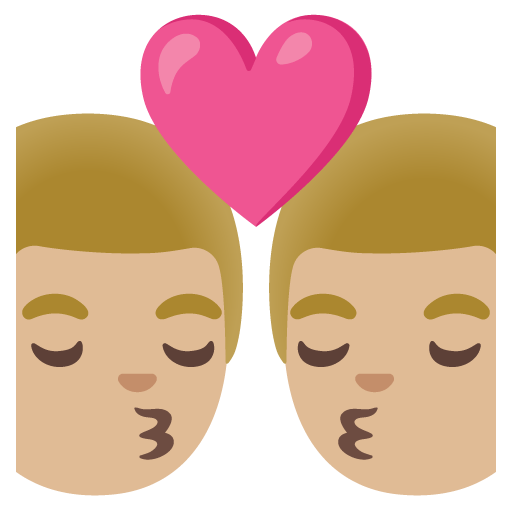 Google Google design of the kiss: man man medium-light skin tone emoji verson:Noto Color Emoji 15.0