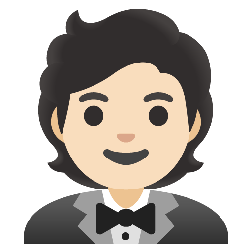Google design of the person in tuxedo: light skin tone emoji verson:Noto Color Emoji 15.0