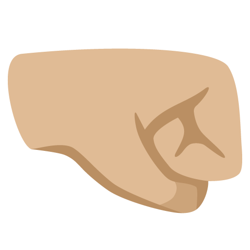 Google design of the right-facing fist: medium-light skin tone emoji verson:Noto Color Emoji 15.0