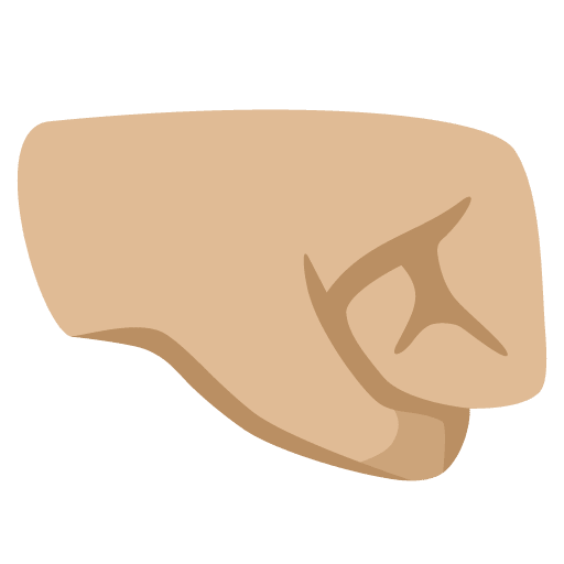 Google design of the right-facing fist: medium-light skin tone emoji verson:Noto Color Emoji 15.0