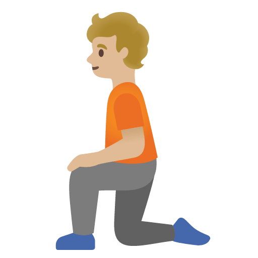 Google design of the person kneeling: medium-light skin tone emoji verson:Noto Color Emoji 15.0
