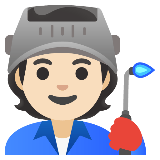 Google design of the factory worker: light skin tone emoji verson:Noto Color Emoji 15.0