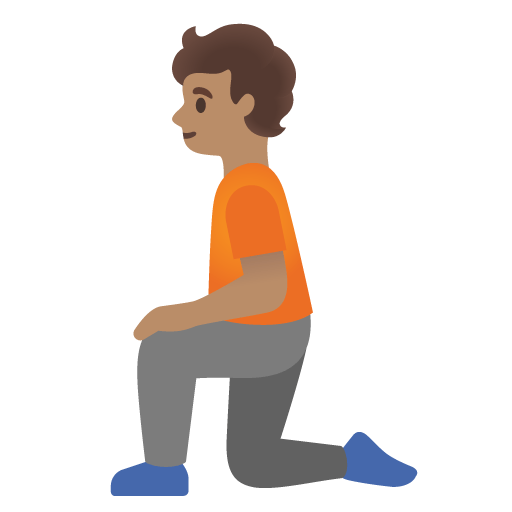 Google design of the person kneeling: medium skin tone emoji verson:Noto Color Emoji 15.0