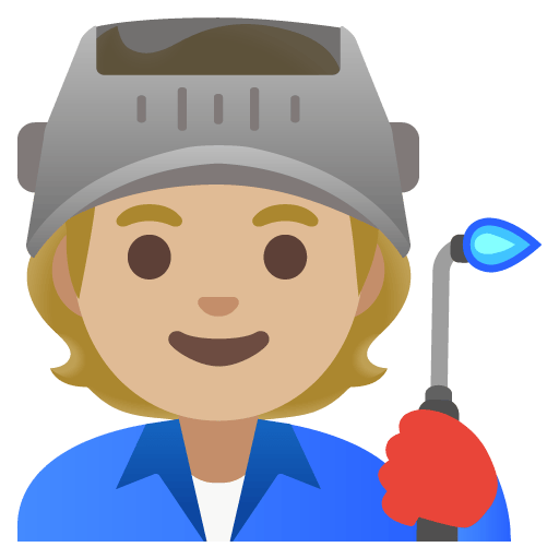 Google design of the factory worker: medium-light skin tone emoji verson:Noto Color Emoji 15.0
