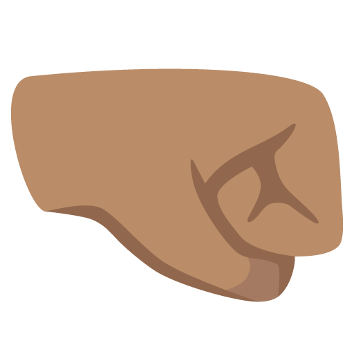 Google design of the right-facing fist: medium skin tone emoji verson:Noto Color Emoji 15.0