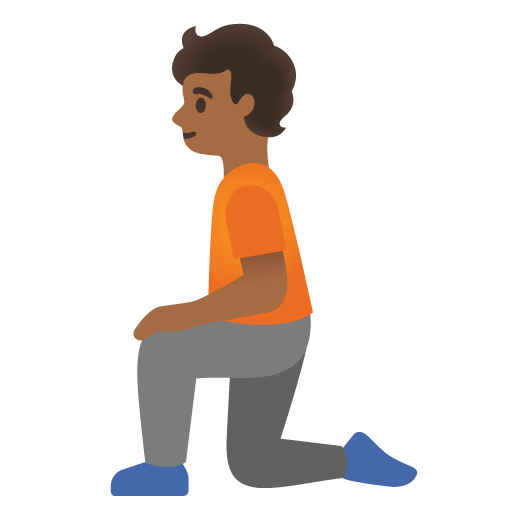Google design of the person kneeling: medium-dark skin tone emoji verson:Noto Color Emoji 15.0