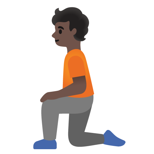 Google design of the person kneeling: dark skin tone emoji verson:Noto Color Emoji 15.0